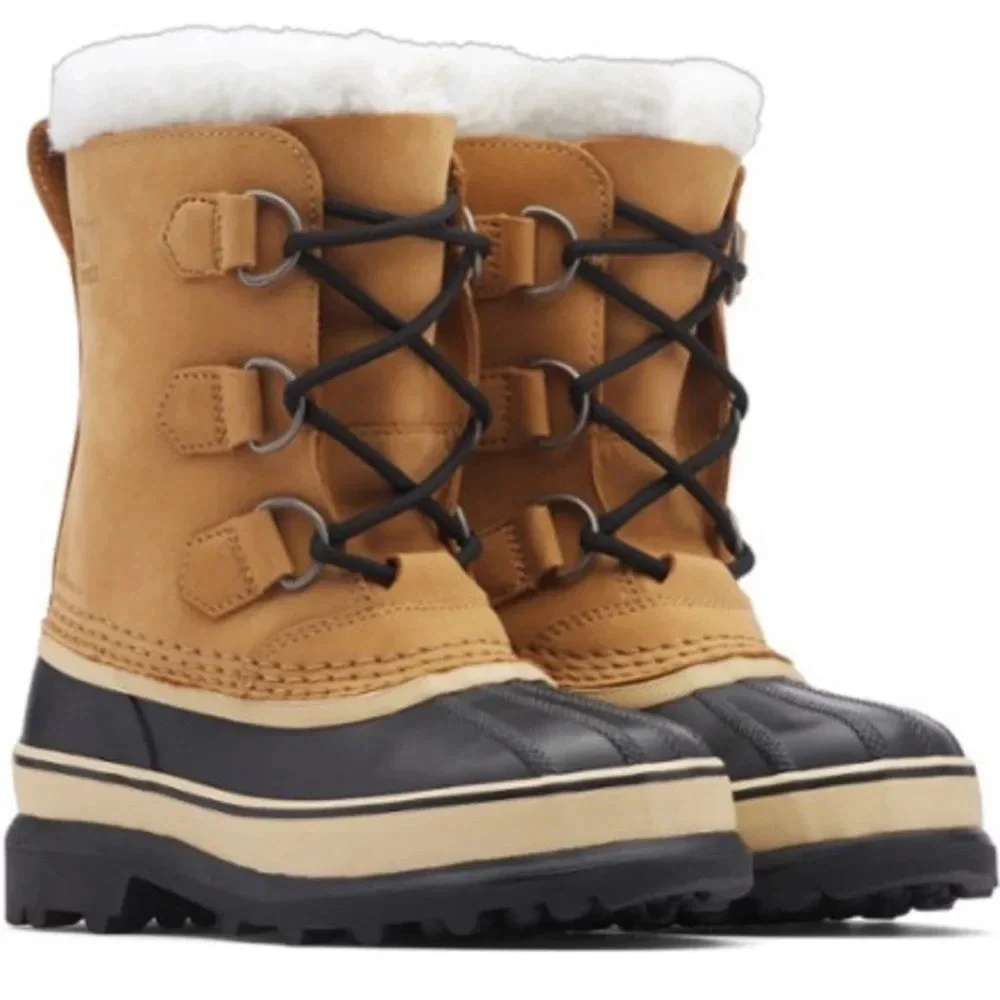 Sorel Kids Size 1 Caribou Waterproof Snow Boots NWT Buff Tan 2